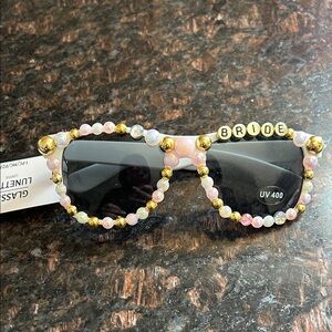 Bride Beaded Sunglasses in Pink and Gold